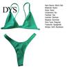 Women Swimsuit 2 Pcs/Set Bikini Set Backless Adjustable Straps Deep V Neck Padded Quick Dry Swimming Three-point G-string Lady Swimwear Water Sports