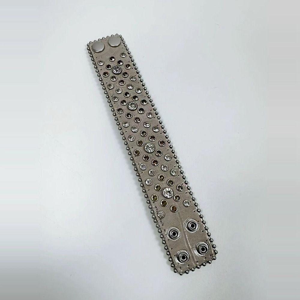 Spicy Girl Rhinestone Bracelet Adjustable Hip-Hop Bangle Jewelry Pu Leather Bracelet  Party