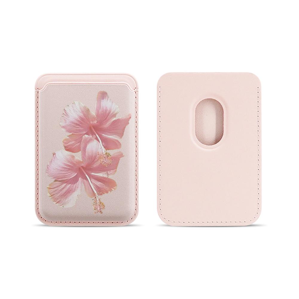 Кошелек-кардхолдер с цветами гибискуса Чехол-держатель для карт телефона Для магнитного чехла Подходит для всех iPhone Для Magsafe Карманная сумка на заднюю панель телефона