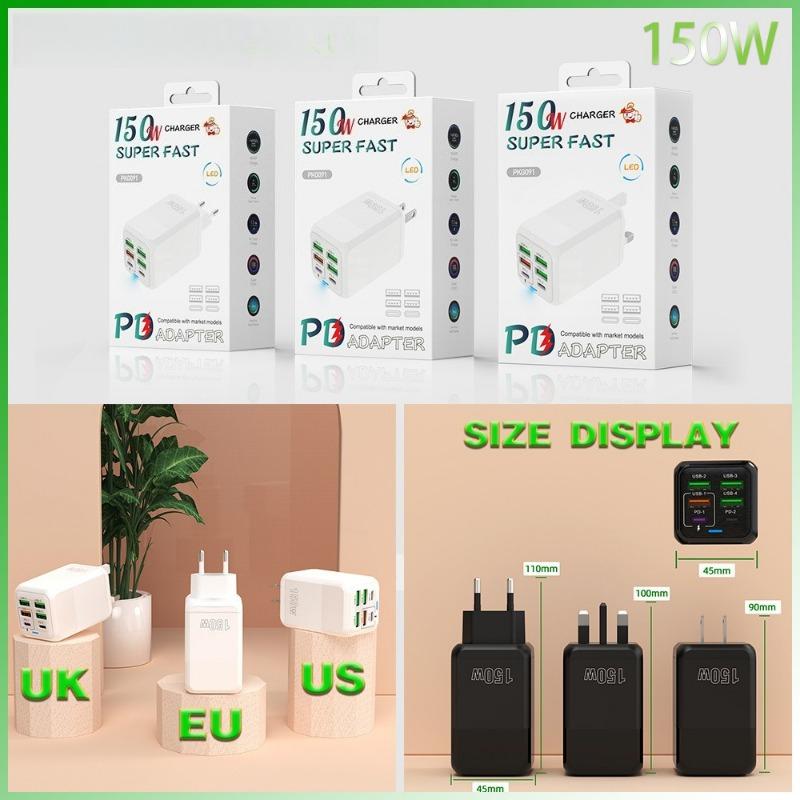 1PC 150W full protocol super fast charging charging head, multi-port charger, desktop multi-function adapter