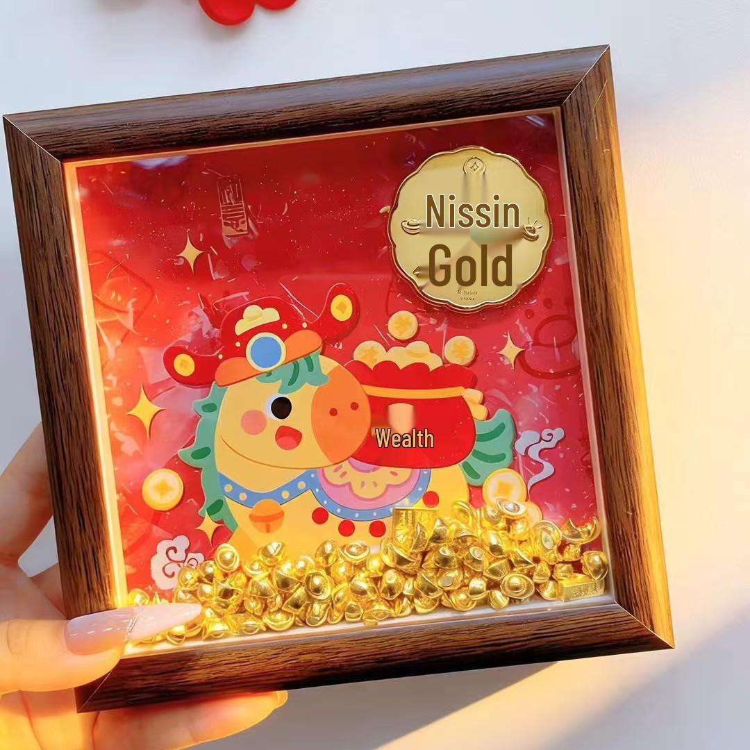 999 Pure Gold Christmas Tree Photo Frame Feng Shui Ornament - Peace, Joy, Wealth - Gift for Family and Friends