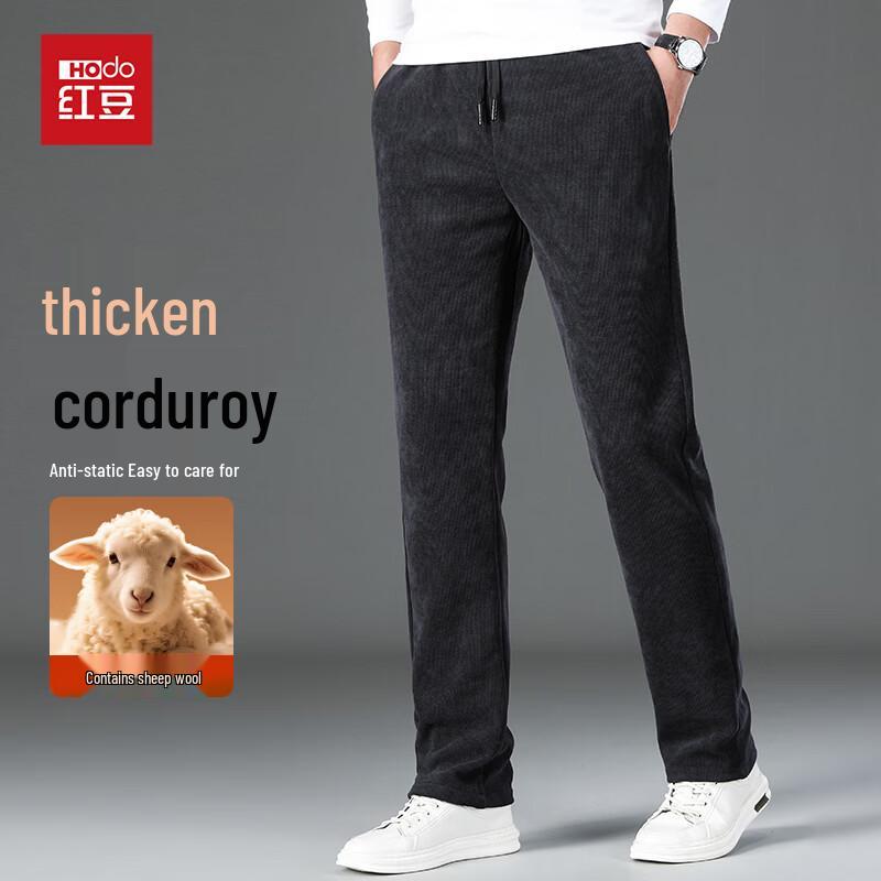 Hodo Men's Merino Wool Blend Corduroy Thickened Casual Pants