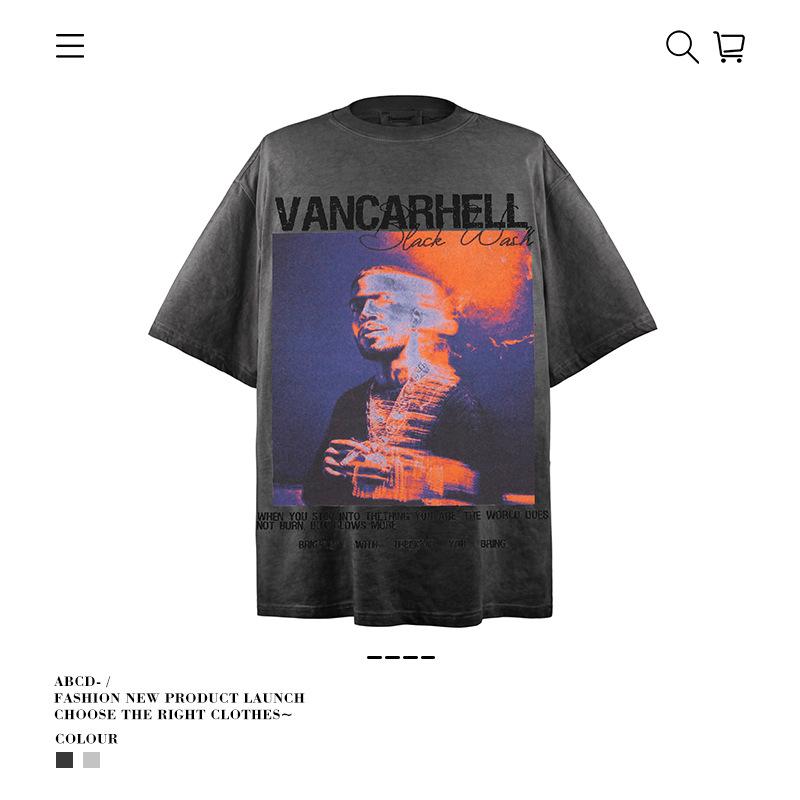Ve Fun Top Printed Short Sleeve Loose Casual Cartoon T-Shirt High Street O Couple Character Rsize Male Tide
