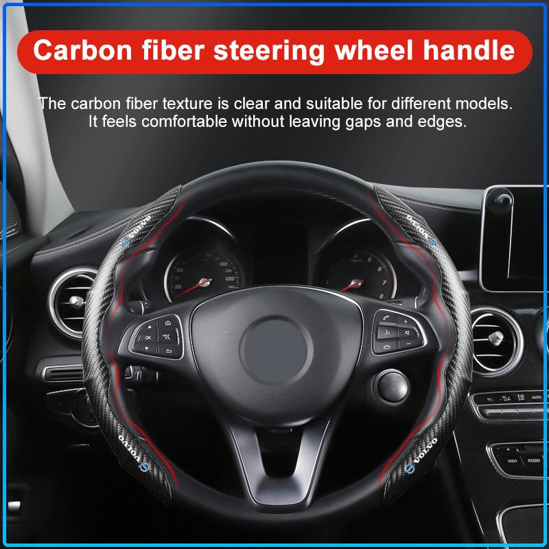 Non-Slip Universal Carbon Fiber Car Steering Wheel Cover For Volvo Rdesign XC90 S60 XC60 V70 S80 S40 V50 V40 V60 C30 S70