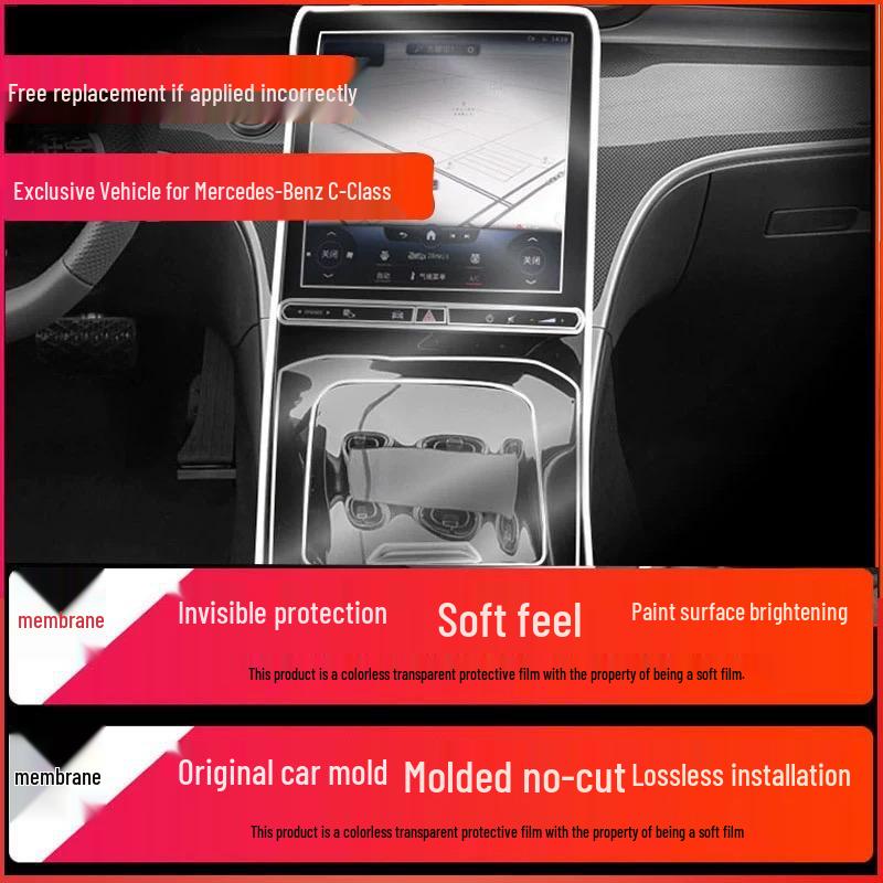 Fits 22-25 Mercedes-Benz C260L/C200L - Interior Center Console & Navigation Screen Protector Transparent TPU Film