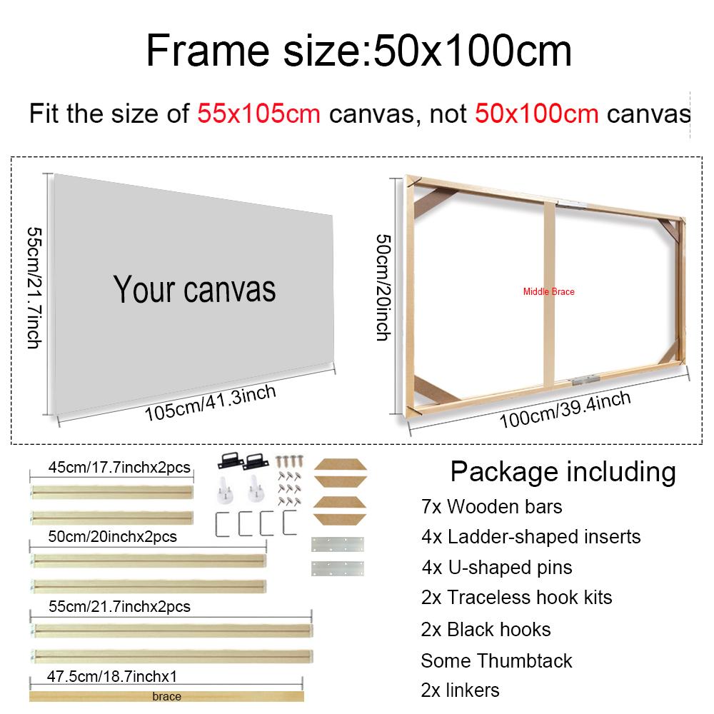 45x95 50x100cm Tuval Çerçeve Ahşap Çerçeveler Ahşap Fotoğraf Yağlı Boya Tuvali Elmas Boyama Çerçeveleri Tuval Ahşap Duvar Çerçevesi