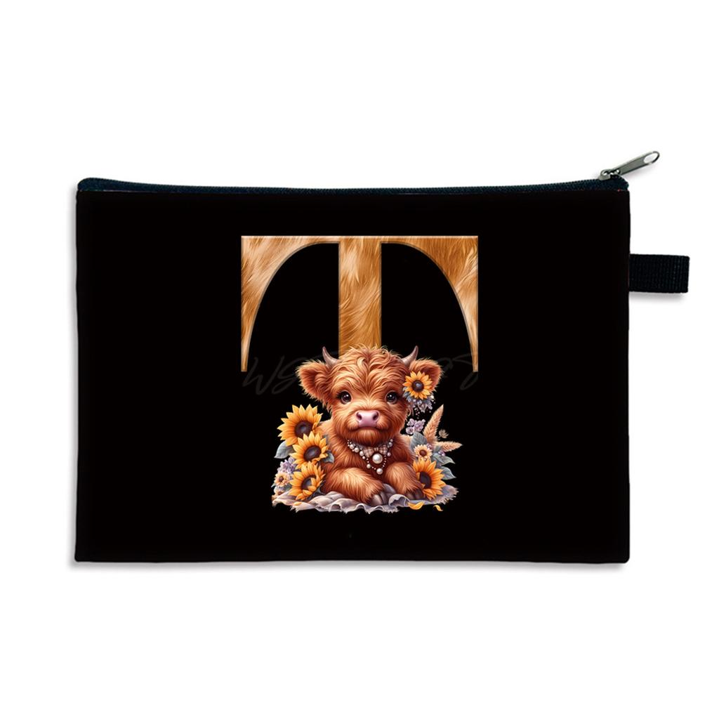 26 letter print size change bag Oxford cloth zipper storage bag Student portable pencil case