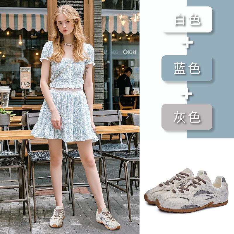 Genuine leather Forrest Gump shoes women's 2025 spring new women's flat-bottomed sports shoes retro height-increasing German training shoes fashion wo
