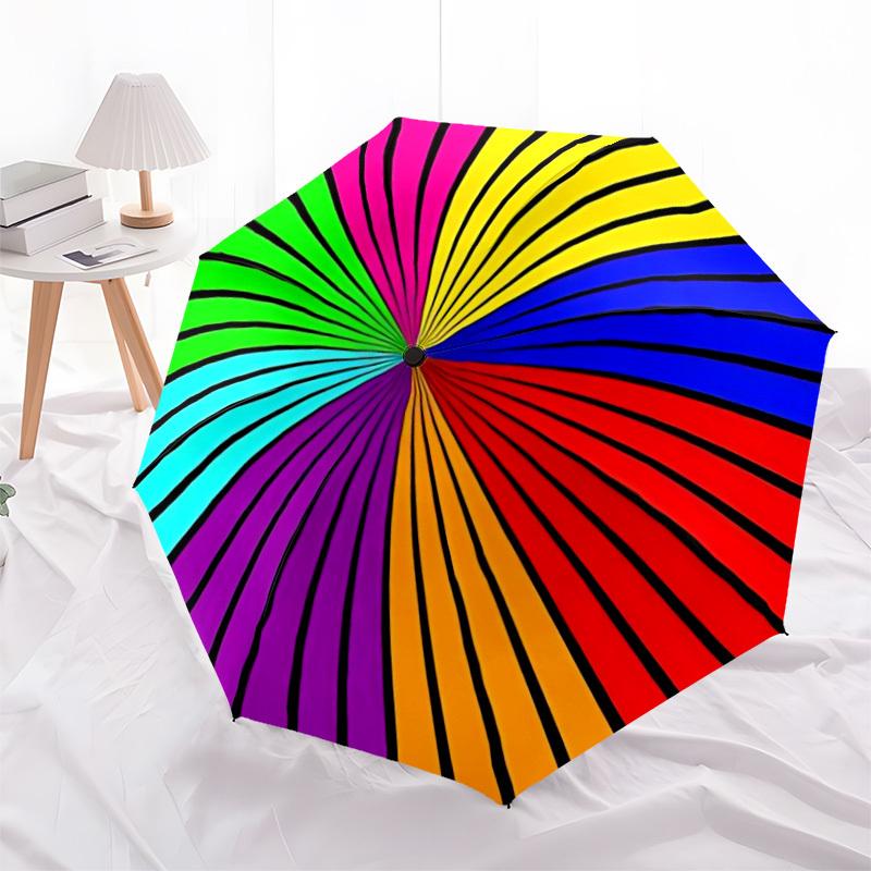 1pc Color Wheel Automatic Open/Close Folding Umbrella - Compact 8-Rib Design, Daily Use, Perfect Gift for Friends & Family yy251124236