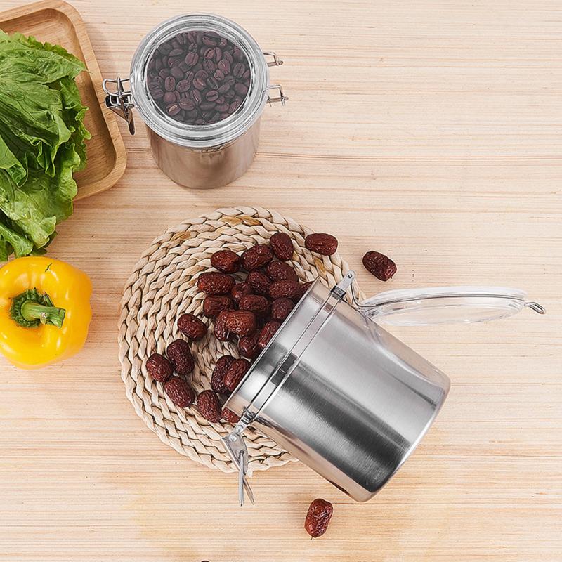 Kaffeebohnen Vakuumversiegelte Kanne, Rostfreier Stahl Lebensmittel Luftdichter Behälter Für Küchenutensilien Tragbare Getreidelagerdose Für Küche