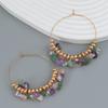 Boho Chic Circular Alloy Resin Earrings Women Geometric Dangle Hoop Jewelry Ethnic Style