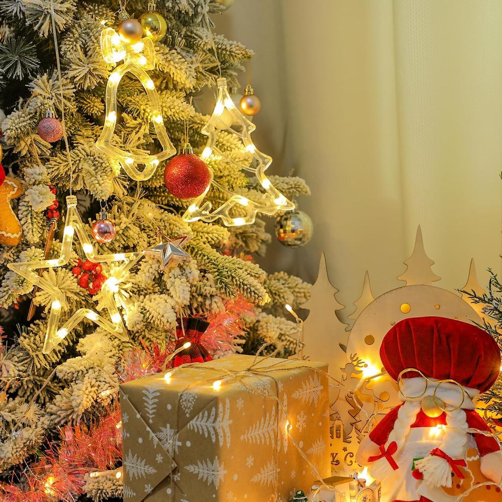 Cute LED Christmas Decorations with Suction Cups, Warm White, for Ceremonies, Parties, Weddings, Birthdays, and New Year's. Perfect for Indoor Decor.