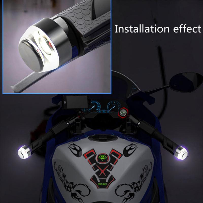 2pcs 12v Cnc Turn Signal Motorcycle Led Handle Bar End Blinker Flashing Lamp For 22mm Handlebar
