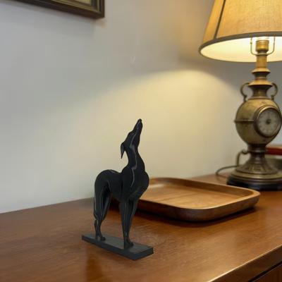 3D Printed Greyhound Statue Matte Black Minimalist Dog Sculpture Lifelike Greyhound Figure Dog