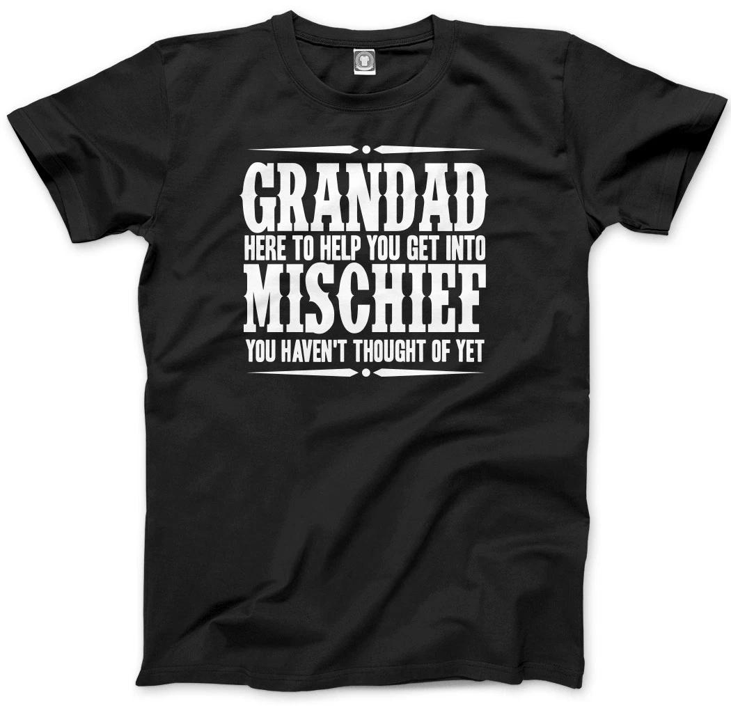 Grandad Here To Help You Get Into Mischief Mens Unisex T-Shirt 3XL