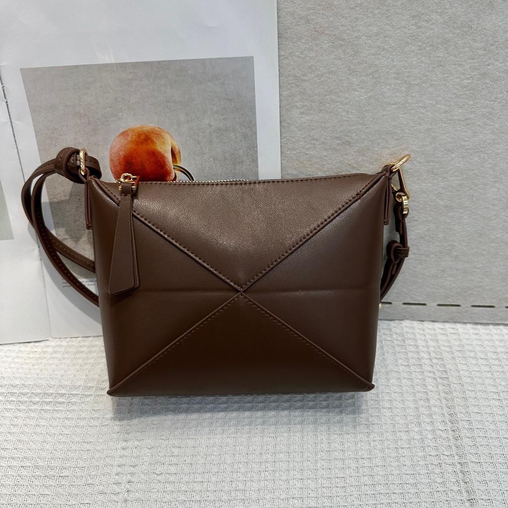 Top Layer Cowhide Folding Geometric Bag Handbag French Armpit Bag Genuine Leather Lunch Box Bag Fashion Shoulder Crossbody Bag For Women