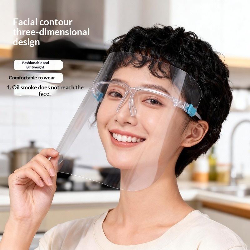 Face Shield Transparent Full Face Cover Safety Protective Film Tool Anti-Oil Anti-Fog Kitchen House Clean Dust Proof Mask