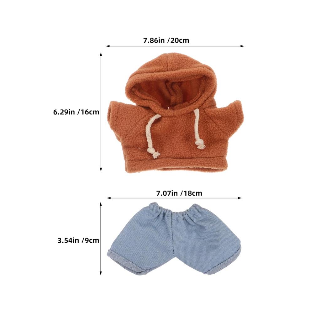 CALLARON Plush Doll Clothes Set (30cm) - Bear Hoodie & Jeans - Cute Mini Clothes Only - Dress Up DIY Accessories Costume