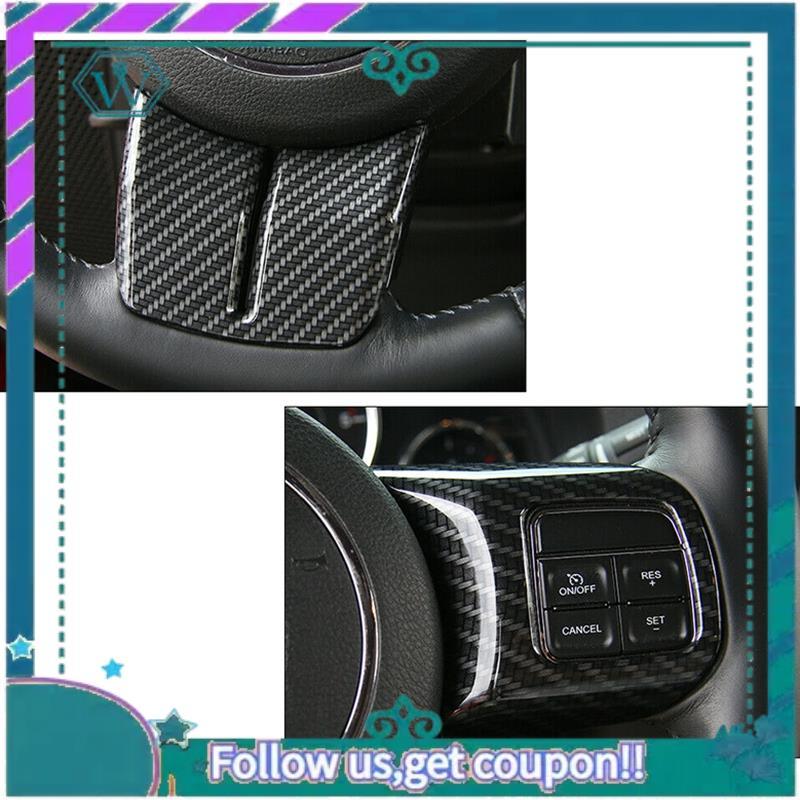 AA92-Carbon Fiber Steering Wheel Decoration Trim For Jeep Wrangler JK Compass Grand Cherokee 2011-2017