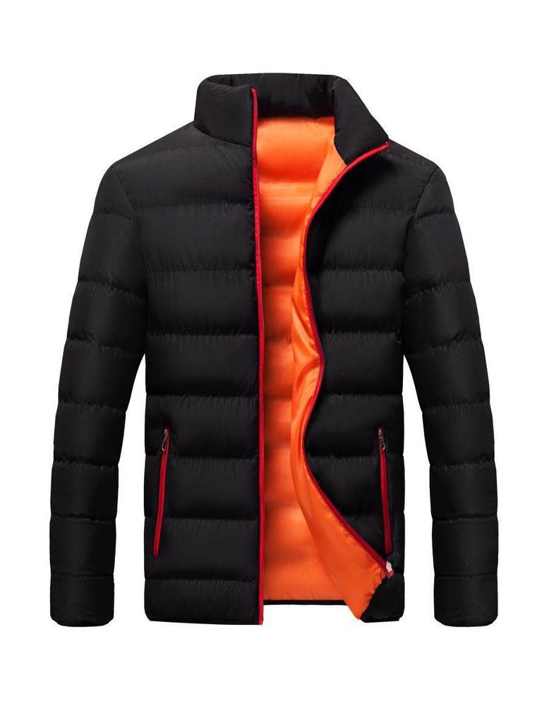 Men's Thickened Cotton-Padded Sports Jacket: Stand-Up Collar, Casual Outdoor Coat for Autumn & Winter