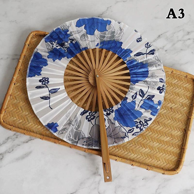 Runder Bambus-Handfächer Chinesischer Stil Blumenmuster Tragbarer Faltfächer Mit Quaste Hochzeitstanz Handgehaltene Fächer Party-Dekoration Geschenk
