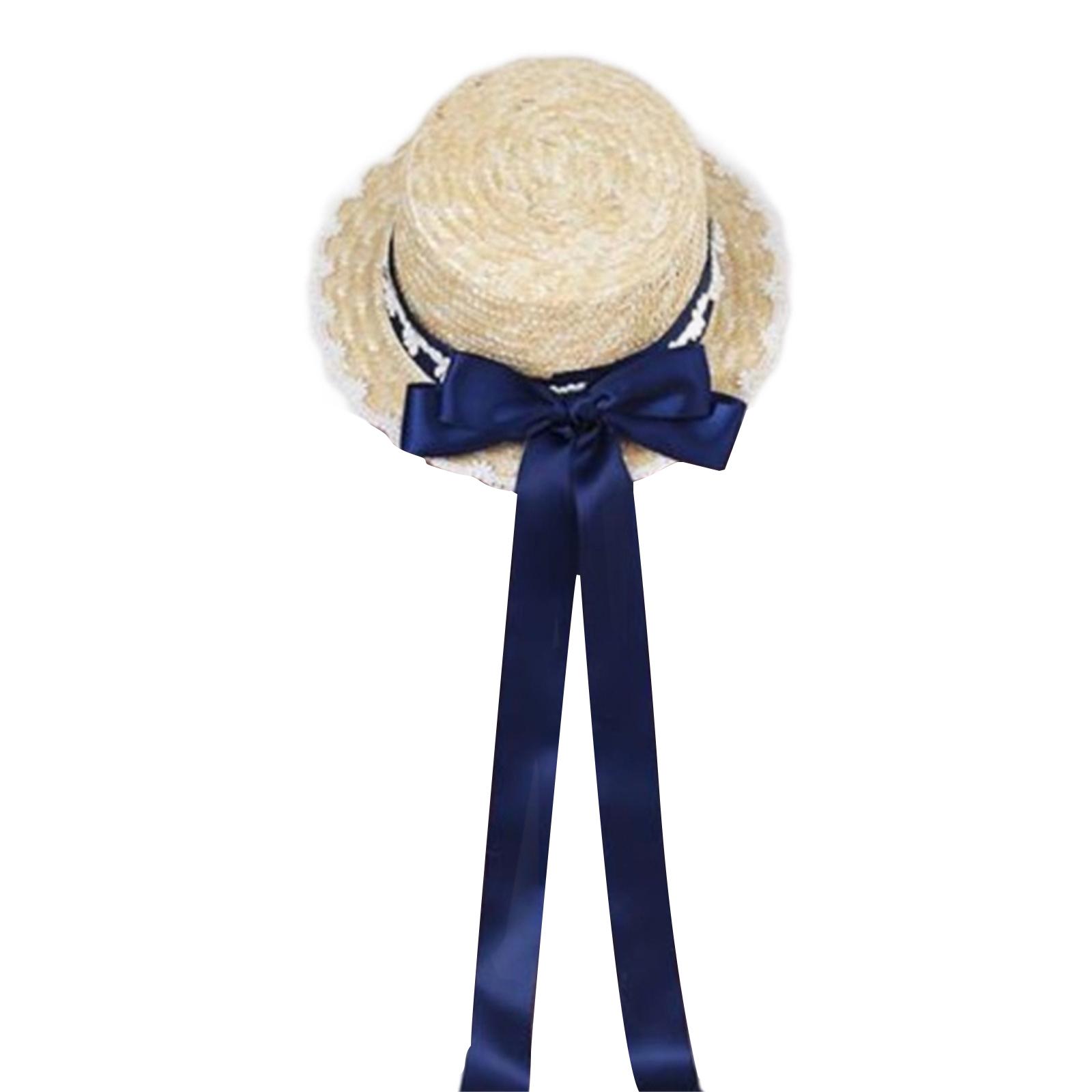 

Bows Straw Hat Wide Brim Straw Boater Hat Women Summer Straw Beach Hat Tea Party Sun Hat Ribbon Straw Hat Ribbon Hat M бежевий