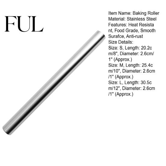 Rolling Pin Dough Reusable Food Grade Not Sticky Polished Long-lasting Labor-saving Stainless Steel Smooth Surface Making Kitchen for Roller