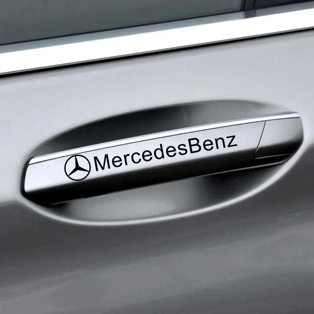 4pcs Car Door Handle Stickers Accessories For Mercedess Benz AMG W202 W203 W204 W205 W210 W211 W212 W213 W177 V177 W176 SL W169 FI1