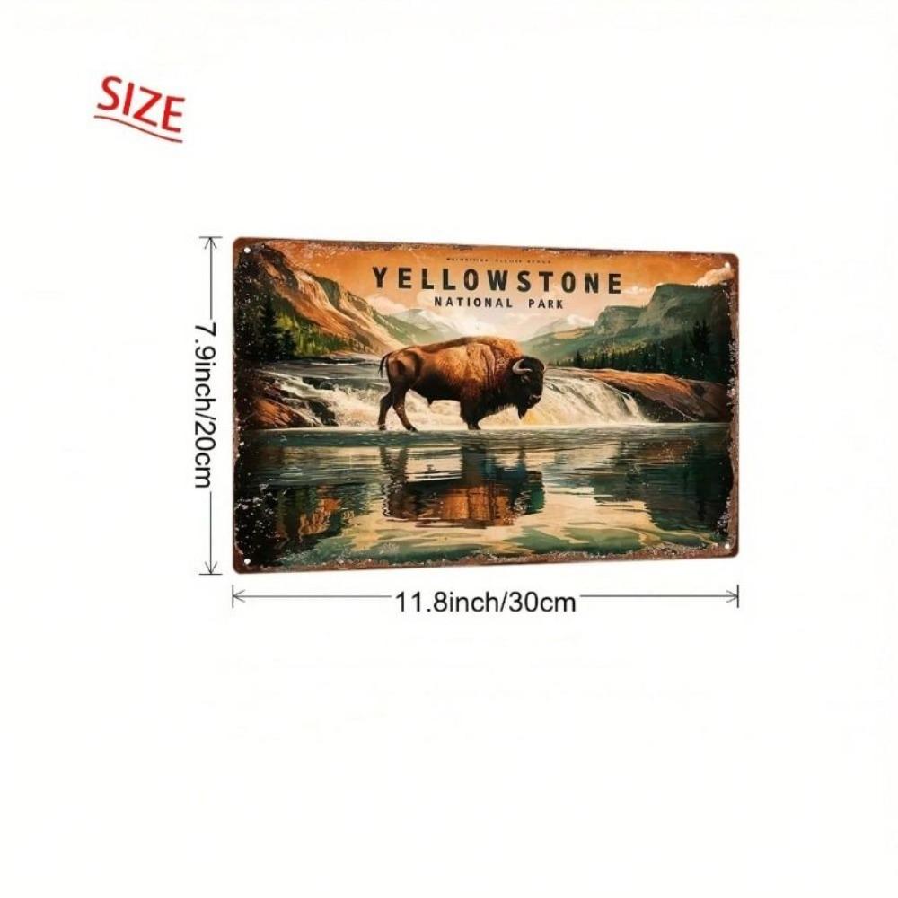 Vintage Metal Poster Bison American Retro Wall Art for Living Room