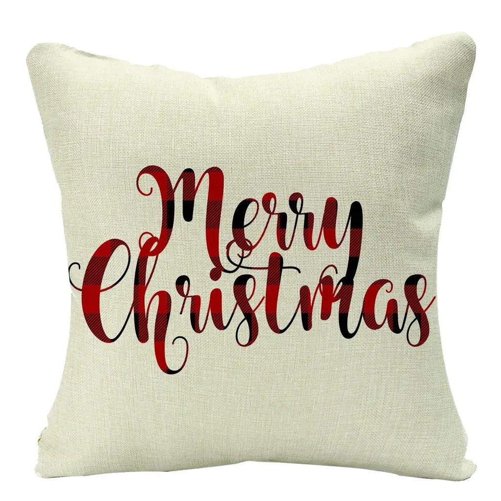 Christmas Cushion Cover Xmas Decorative Farmhouse Buffalo Check Pillowcase Holiday Party Decor Pillow Cover for Living Room Seat