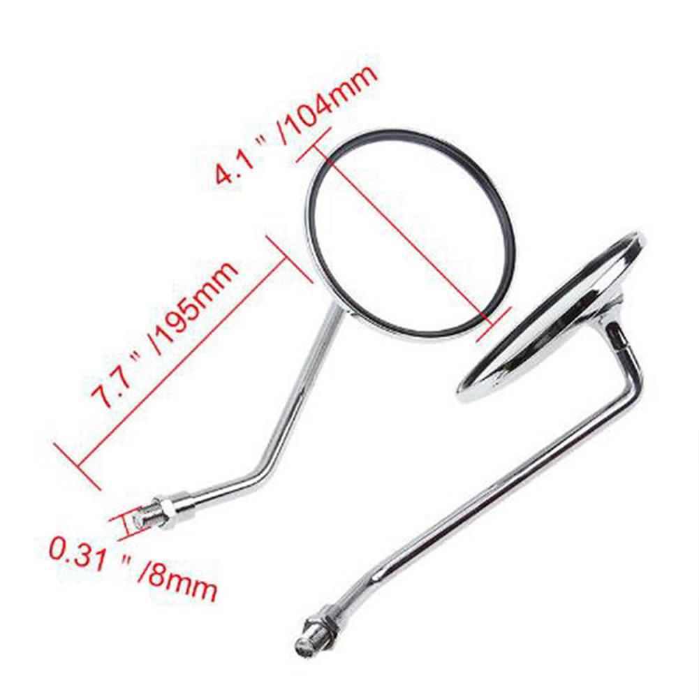 Kolip 1 Pair Motorcycle Rearview Mirror 8mm 10mm, Round Reversing Side Mirror Rotatable Modified Accessories