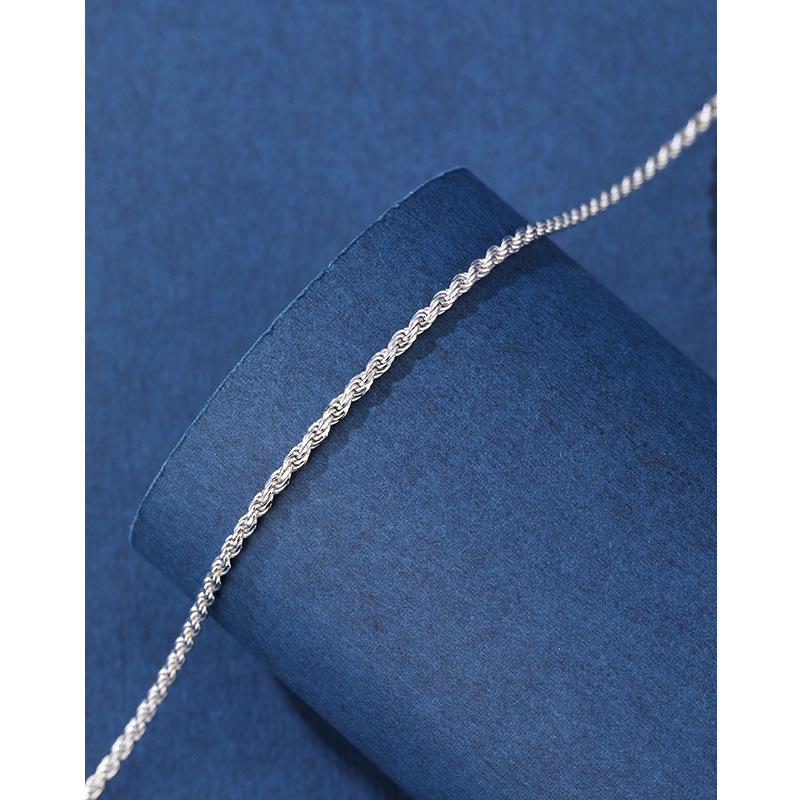 925 Sterling Silver Twisted Hemp Rope Necklace - Unisex Retro Braided Clavicle Chain