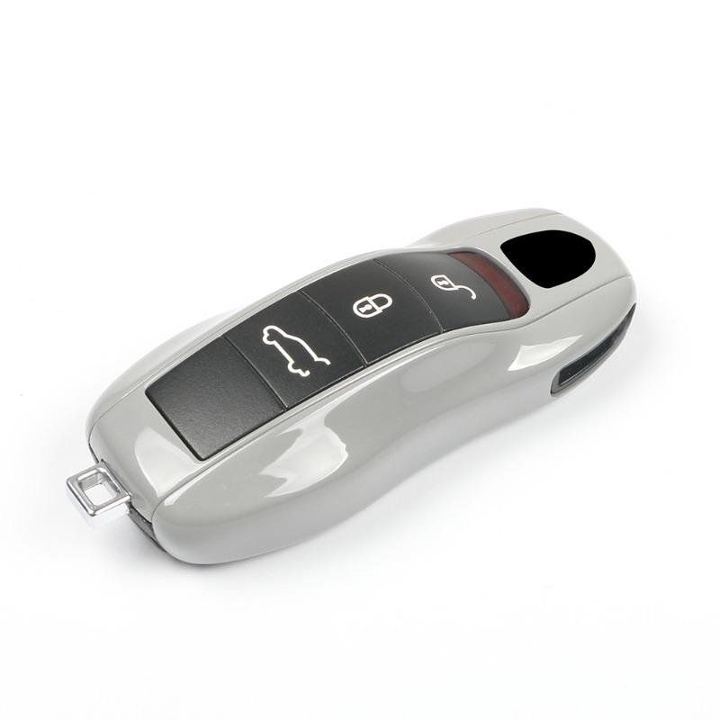 Key Case Cover Shell Replacement Remote Control Fob Cover Grey Track For Porsche Macan Boxster 718 911 Panamera Cayenne