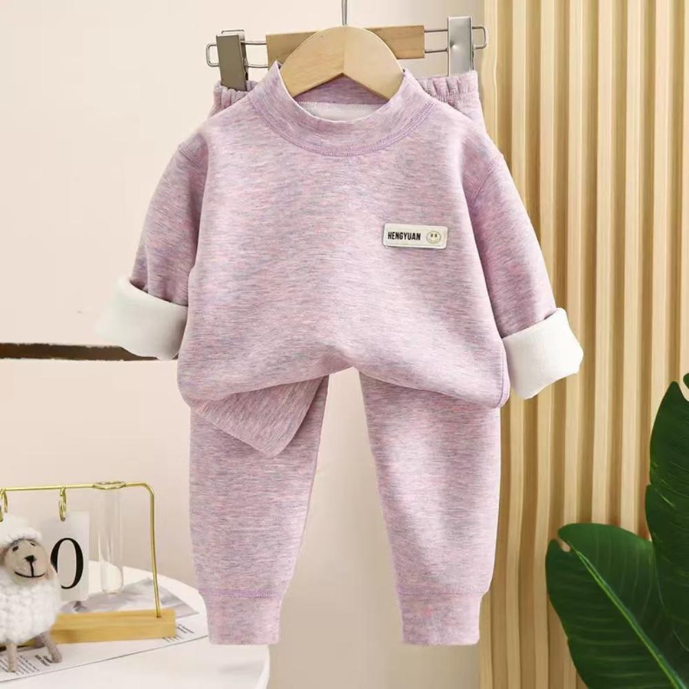 Autumn and Winter Children's Thermal Underwear Plus Fleece Suits Boys' Thick Pajamas Girls' Home Clothes Children's Clothing