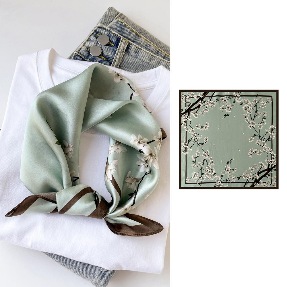 Seidentuch klein quadratisch Damen Nationalstil bedruckt Maulbeerseide Tuch quadratisches Tuch Seide schlicht Kreppsatin Seidentuch
