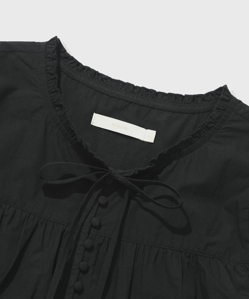 KIIMUIR (Women) Button Cap Sleeve Short Sleeve Blouse_Black