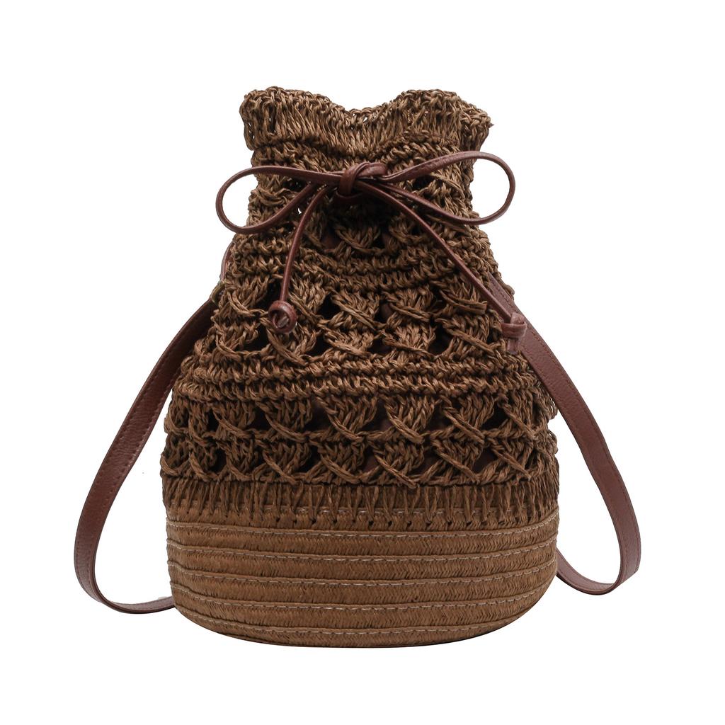 Straw Bags for Women Travel Beach Tote Crossbody Bag Bucket Summer Shoulder Handbag Phone Pouch