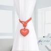 Elegant 2Pieces Braided Rope Window Curtain Tiebacks with Heart Pendant Drapery Holdbacks Ties for Home Aesthetic Decors