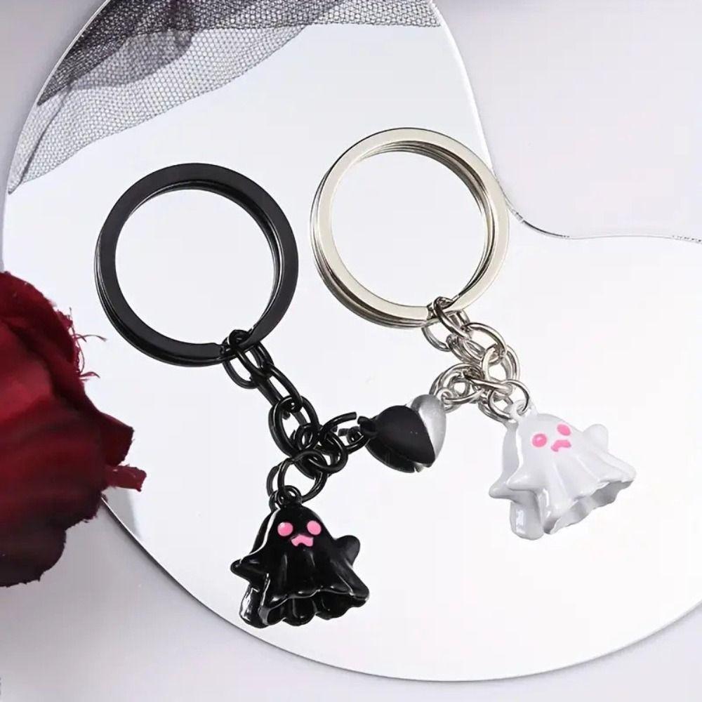 1Pair Bag Hanging Magnetic Ghost Pendant Cute Key Rings Minority Halloween Ghost Keychain  Key Decor