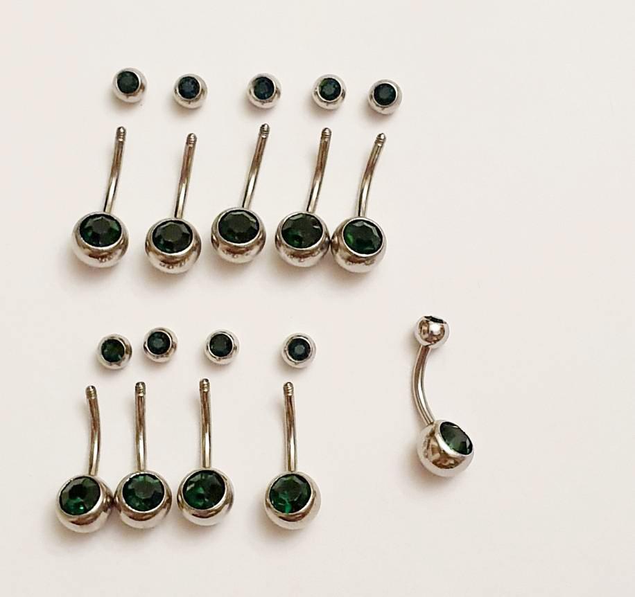 10Pcs Stainless Steel Belly Button Piercings Navel Earrings Gemed Goth Belly Rings Piercing Ombligo Punk Body Jewelry Women Men