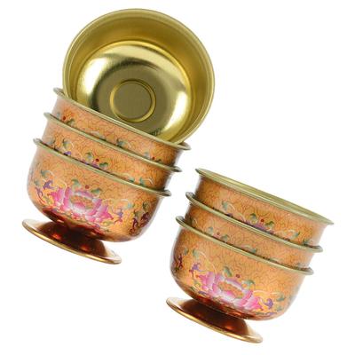 7Pcs Tibetan Offering Bowls Altar Temple Water Cup Desk Buddha Before the Water Supply Bowl Sacrifice Nepal Sing Bowl Meditate