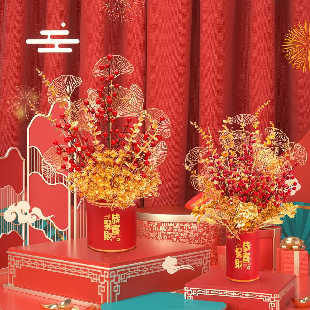 Simulation Hug Bucket Home Living Room TV Cabinet Decoration Fake Flower Simulation Rich Fruit Fortune Bucket