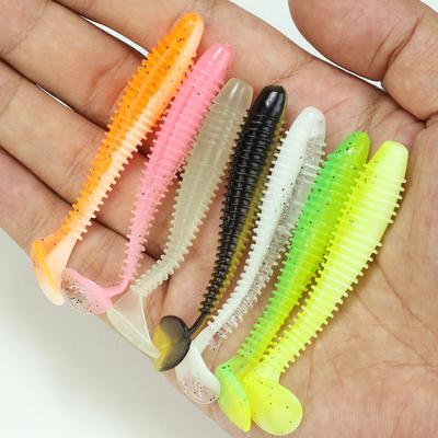 20 Stück Angelköder Weichköder mit T-Schwanz Lebhafte Farbe Mini-Größe Tragbar Flexibel Falsche Köder Künstliche Köder