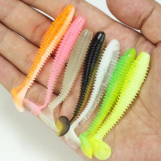 20Pcs Fishing Lures Soft Baits with T-Tail Vibrant Color Mini Size Portable Flexible Fake Lures Artificial Baits