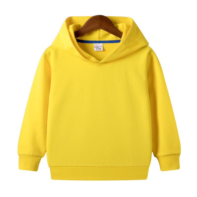 New Spring and Autumn Children's Hooded Pure Cotton Solid Color Sweat