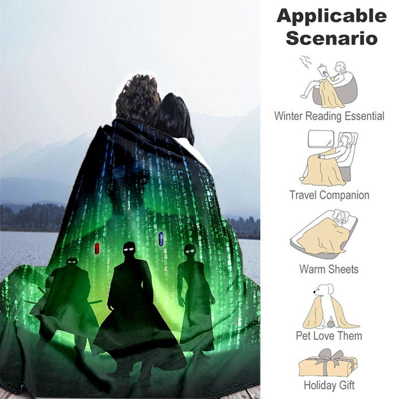 1pc Matrix Code Figures Cartoon Blanket,Portable Throw for Travel & Camping, All Season Cozy Blanket,Ideal Gift