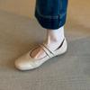 French Patent Leather Round Head Shallow Mouth Flat Bottom Small Single Shoes Women's Word Buckle Temperament Mary Jane Shoes