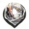 Women Imitation Silk Scarf Luxury Printed Hijab Silk Satin Shawl Foulard Square Head Scarves Wraps For Ladies 90x90CM