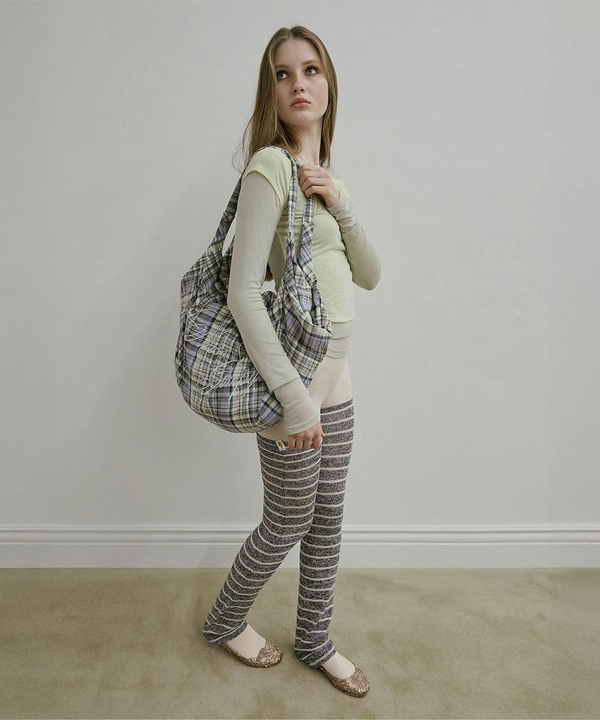 Sculptor Plaid Big Hobo Bag Sage