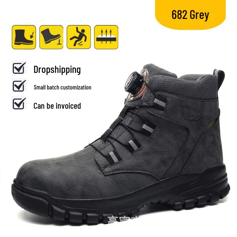 Men’s Four-Season Steel Toe Safety Boots: Anti-Smash, Anti-Puncture, Wear-Resistant, Comfortable High-Top Work Shoes